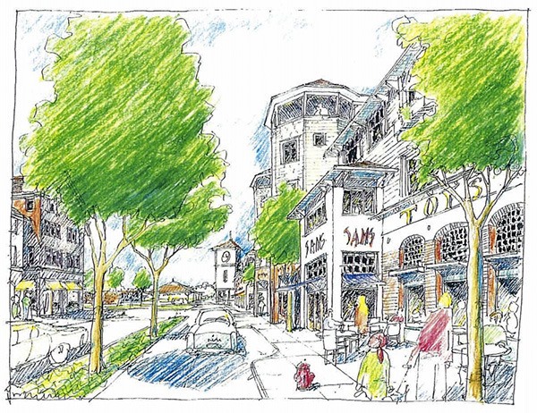 A 1994 vision for the aesthetic and economic future of Town Center planned for more restaurants