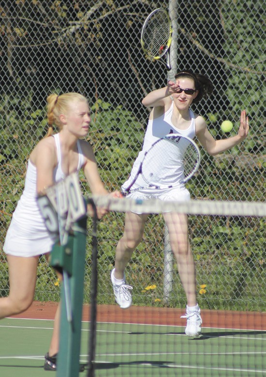 Caroline Dillon and Caroline Hamilton play against Mount Si on Tuesday