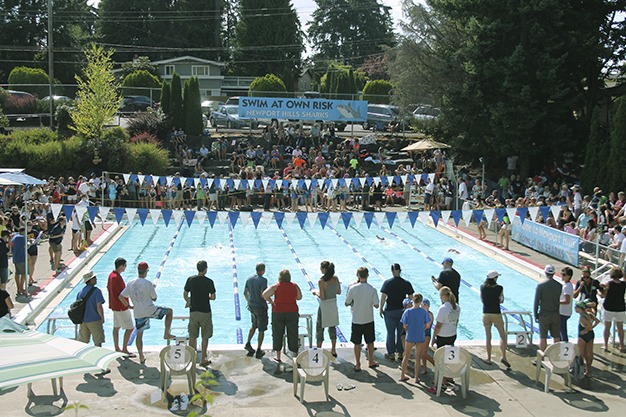 Crowds of swimmers and their families turned out for the Midlakes junior girls preliminaries Wednesday