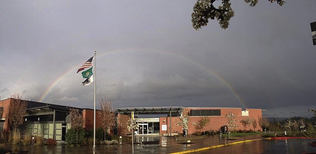 A double rainbow appeared over the Mercer Island Community and Events Center last weekend