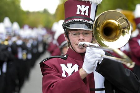 Members of the Mercer Island High School band performed Friday evening during the 2009 homecoming parade.