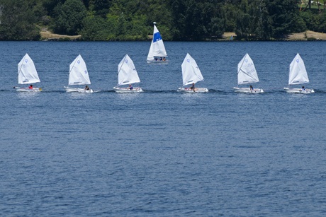 Young sailors perfect their technique in a class off Luther Burbank Park last Friday.