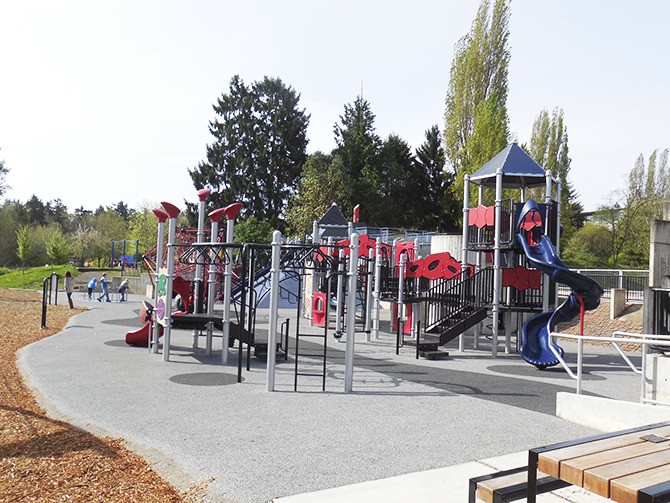 The new playground at Luther Burbank Park is the recipient of the 2014 ‘Cultural Competency’ award by the Washington Recreation and Parks Association. The Mercer Island Preschool Association helped with both the funding and design for the new facility.