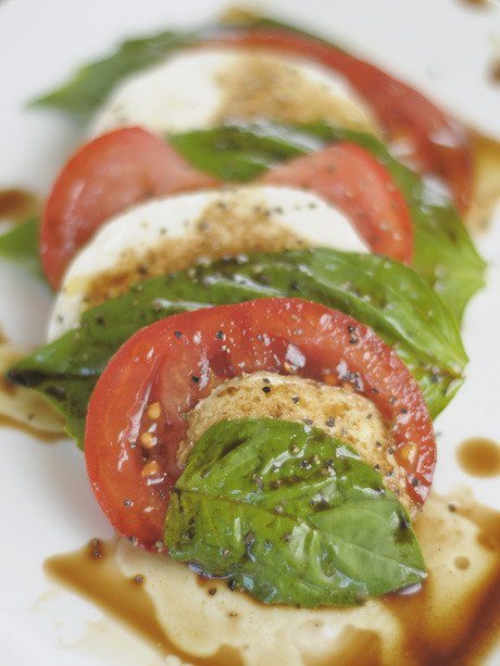 This caprese salad of vine ripe tomatoes