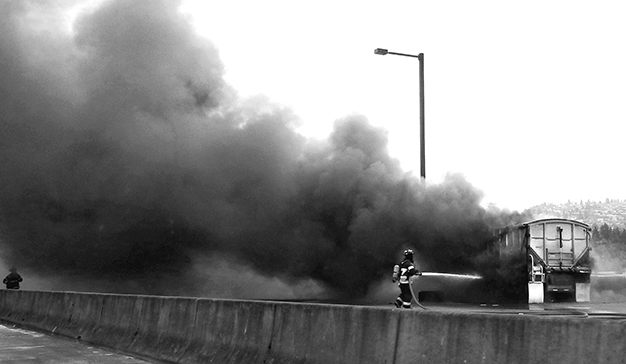 A truck fire on East Channel Bridge snarls I-90 traffic on Oct. 31.