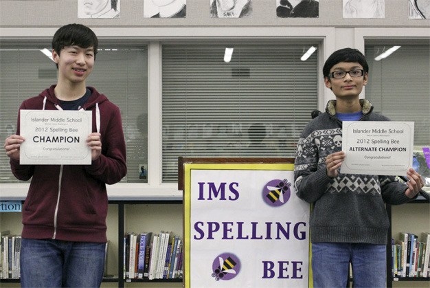 Eighth-grader Riley Fang won the Islander Middle School Spelling Bee