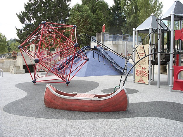 The new playground at Luther Burbank Park near the Parks and Recreation building is nearly complete.