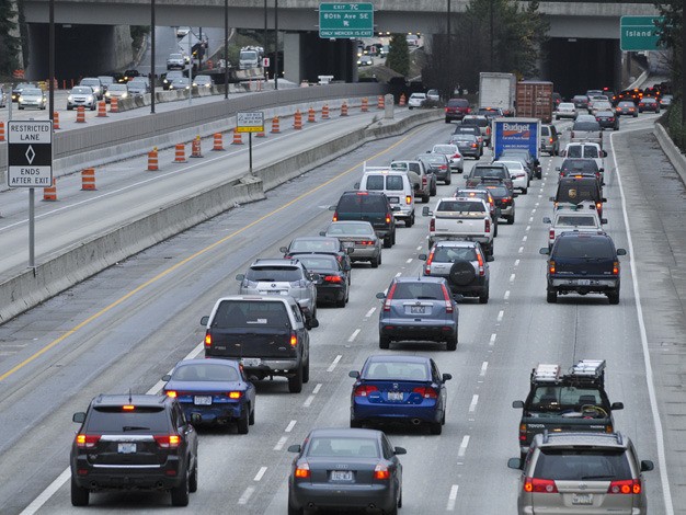 Eastside drivers fill the westbound lanes of I-90 at Island Crest Way last Tuesday