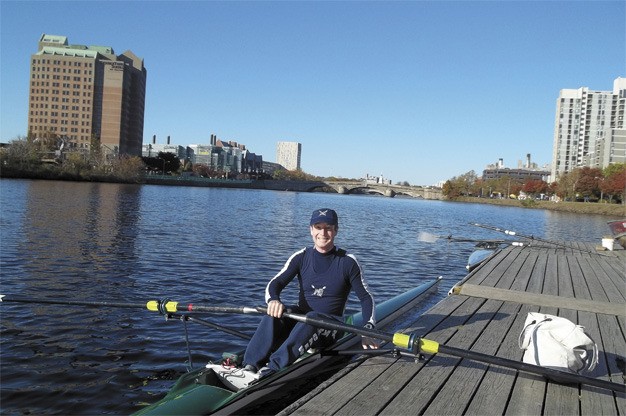 Island mayor Jim Pearman is shown working out on the Charles River in Boston on a break from his new job as a mediator with FEMA. He was in Vermont and Massachusetts for training and to work during the aftermath of Hurricane Irene in September.