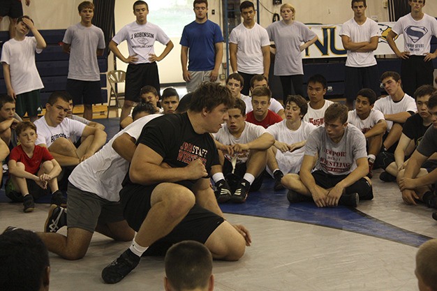 Area wrestlers gathered inside the pavilion at Northwest University last week for the J Robinson Intensive Wrestling Camps.