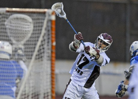 Mercer Island’s Steven Taylor (17) takes a shot against Seattle Prep on Friday night at Islander Stadium