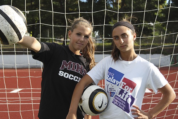 Mercer Island girls soccer captains (from left) Jamie Mounger and June Kissel.