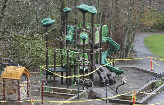 The new play equipment at Homestead Park is still under construction