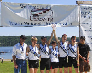 Members of the winning Lake Union Crew boat include Michael Wales