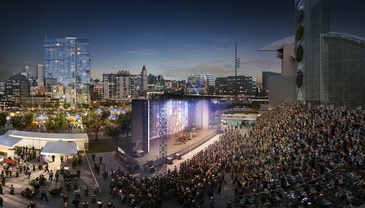 A conceptual rendering of the stage outside CenturyLink Field for the inaugural Upstream Music Fest and Summit