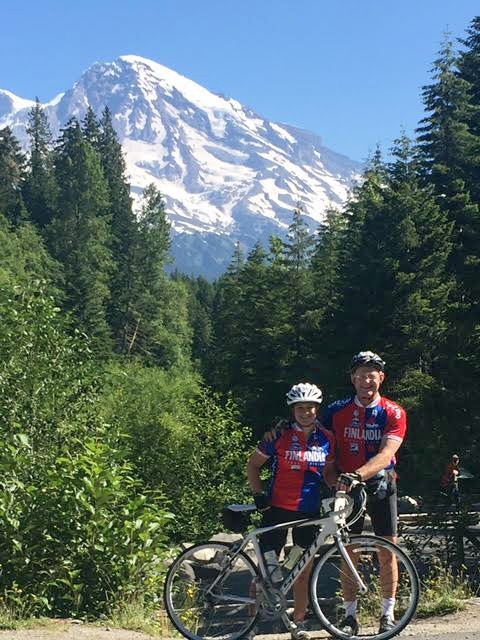 Chelsea and Carter Harrington take a break during the RAMROD on July 28. Photo courtesy of Carter Harrington.