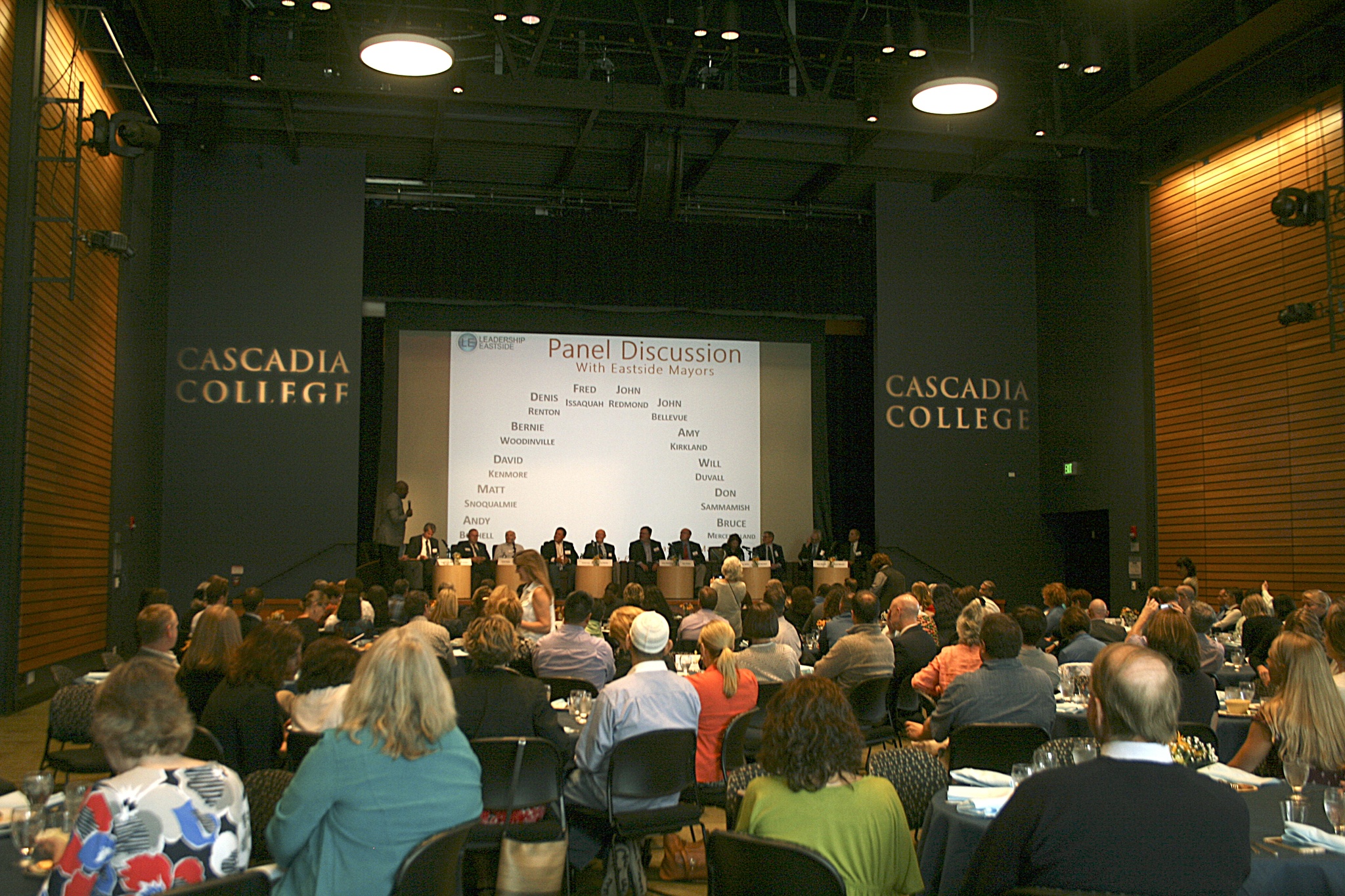 Mayors from across the Eastside gathered Sept. 9 at Cascadia College in Bothell for Leadership Eastside’s annual mayors’ panel. Photo by Catherine Krummey/Kirkland Reporter