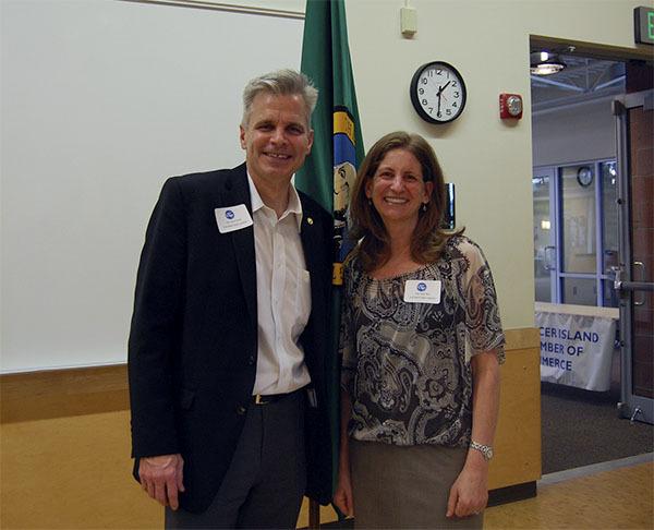 State Sen. Steve Litzow and Rep. Tana Senn pose after June 4's Chamber of Commerce luncheon.