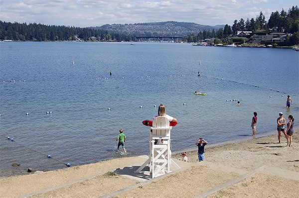 Recent Central Washington University graduate and Beach Manager Mallory Campbell makes sure swimmers are staying safe at Luther Burbank Park.