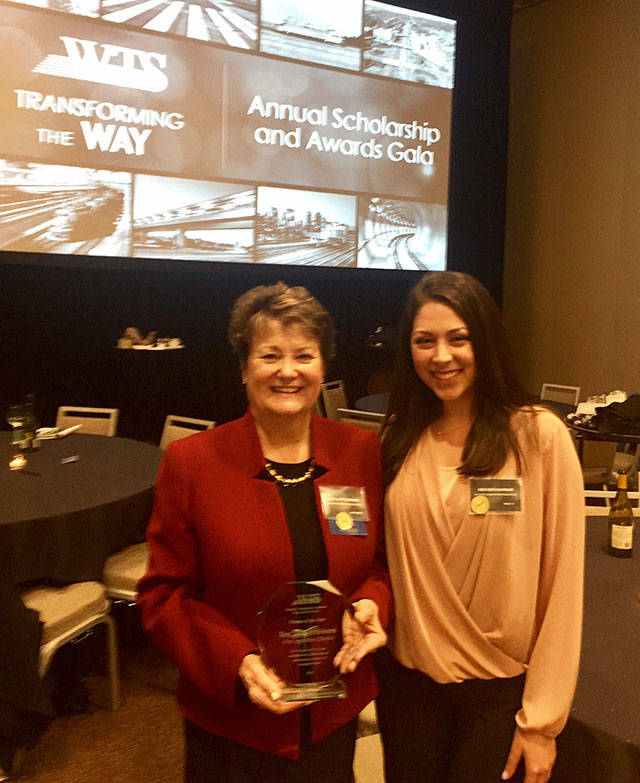 Rep. Judy Clibborn received the “Woman of the Year” award from the Puget Sound Chapter of the Women in Transportation Seminar on March 28. Courtesy photo