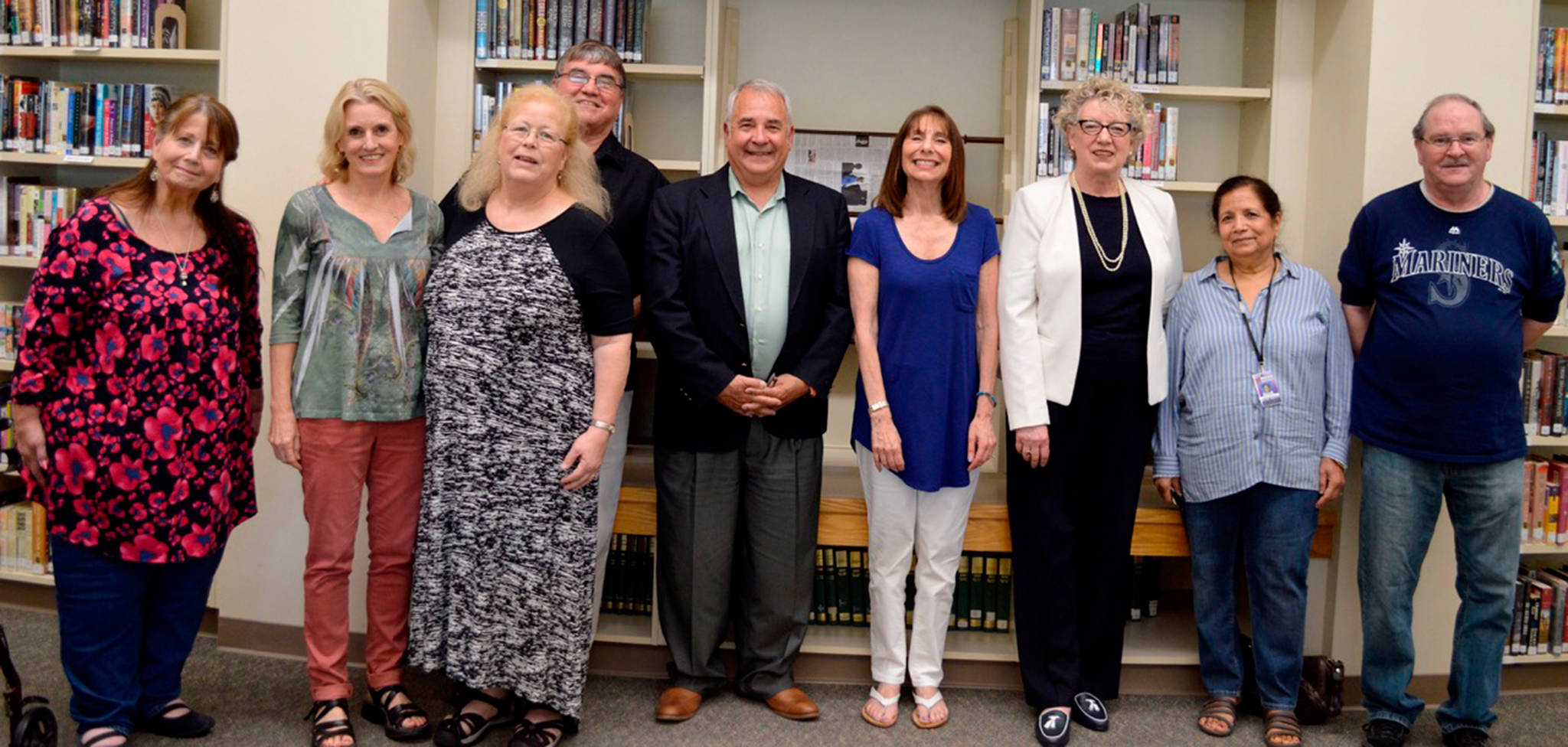 Mercer Island’s retiring teachers were honored on May 31 in the high school library. Photo courtesy of Craig Degginger/Mercer Island School District