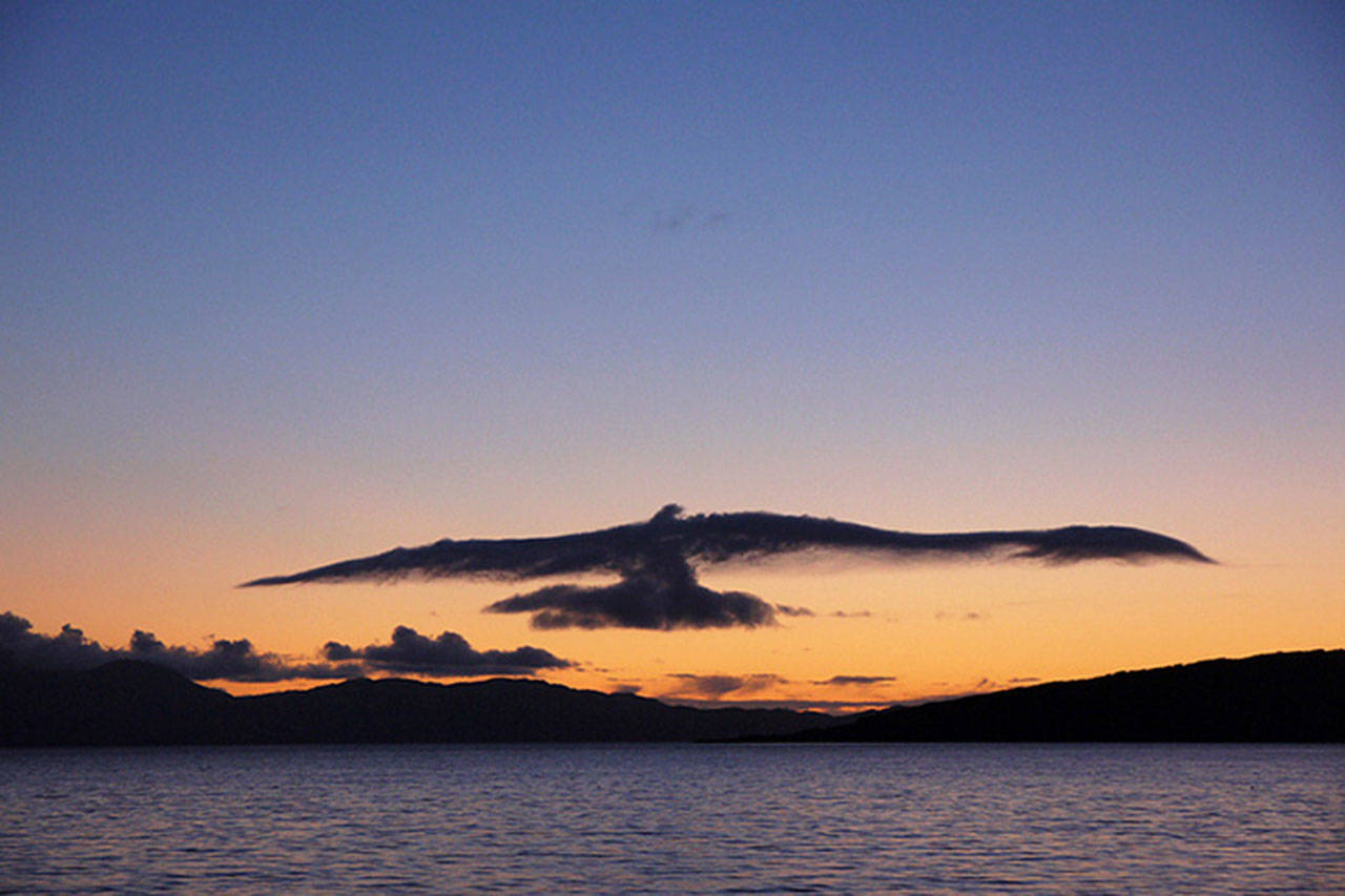 Mercer Island resident Bruce Duncan captured this photo of an interesting cloud formation. “We look out toward Renton airport from our lake home on Avalon Drive and woke up with this view,” Duncan said. “I ran upstairs for my camera and shot it from our desk.” Submit your photos of amazing, people, places and things around the Island to editor@mi-reporter.com for the Reporter’s “Eye on MI” feature. Photo courtesy of Bruce and Betty Duncan