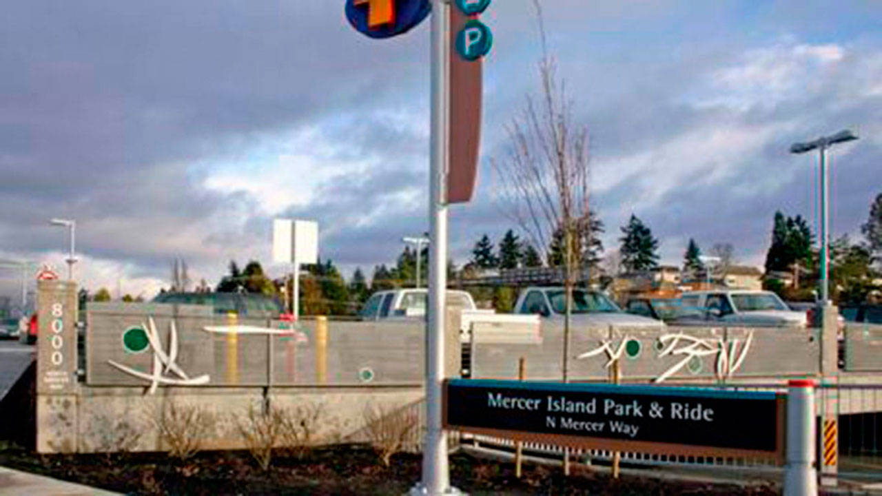 The Mercer Island Park and Ride is filling up at about 7 a.m., earlier than usual, since the closure of the Interstate 90 center roadway and the South Bellevue Park and Ride. Photo courtesy of Sound Transit