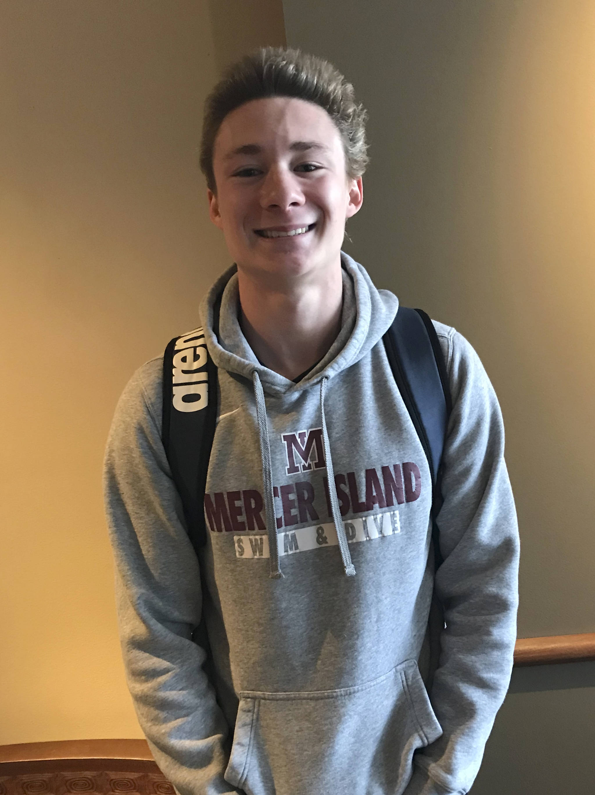 Mercer Island Islanders senior swimmer Killian Riley will compete in the 200 free, 100 free, 200 free relay and 400 free relay at the Class 3A state swim and dive championships on Feb. 15-16 in Federal Way. Shaun Scott, staff photo