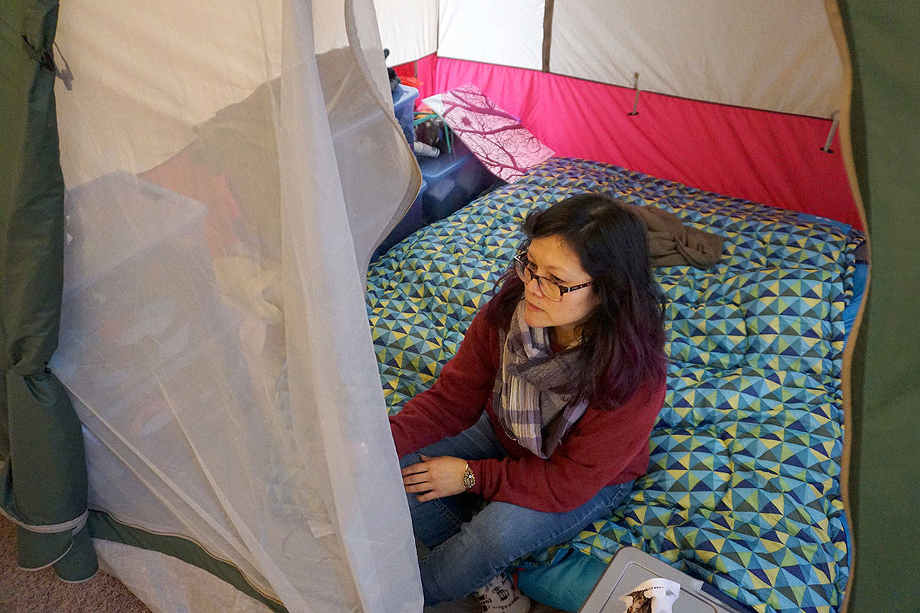 After being homeless, Christy X (pictured) moved into her Coniston Arms Apartments unit in Seattle at the beginning of 2019. She had bounced around from shelters to friends’ places after facing an eviction at her West Seattle apartment in October 2018. A diversion program run by the nonprofit Mary’s Place helped her find housing. File photo