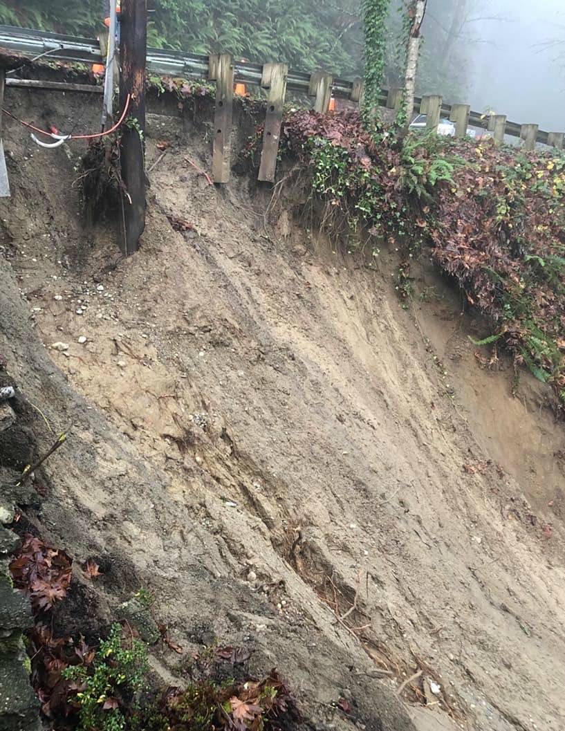 A small landslide occurred in the 5600 block of East Mercer Way on Nov. 28. Photo courtesy of the city of Mercer Island