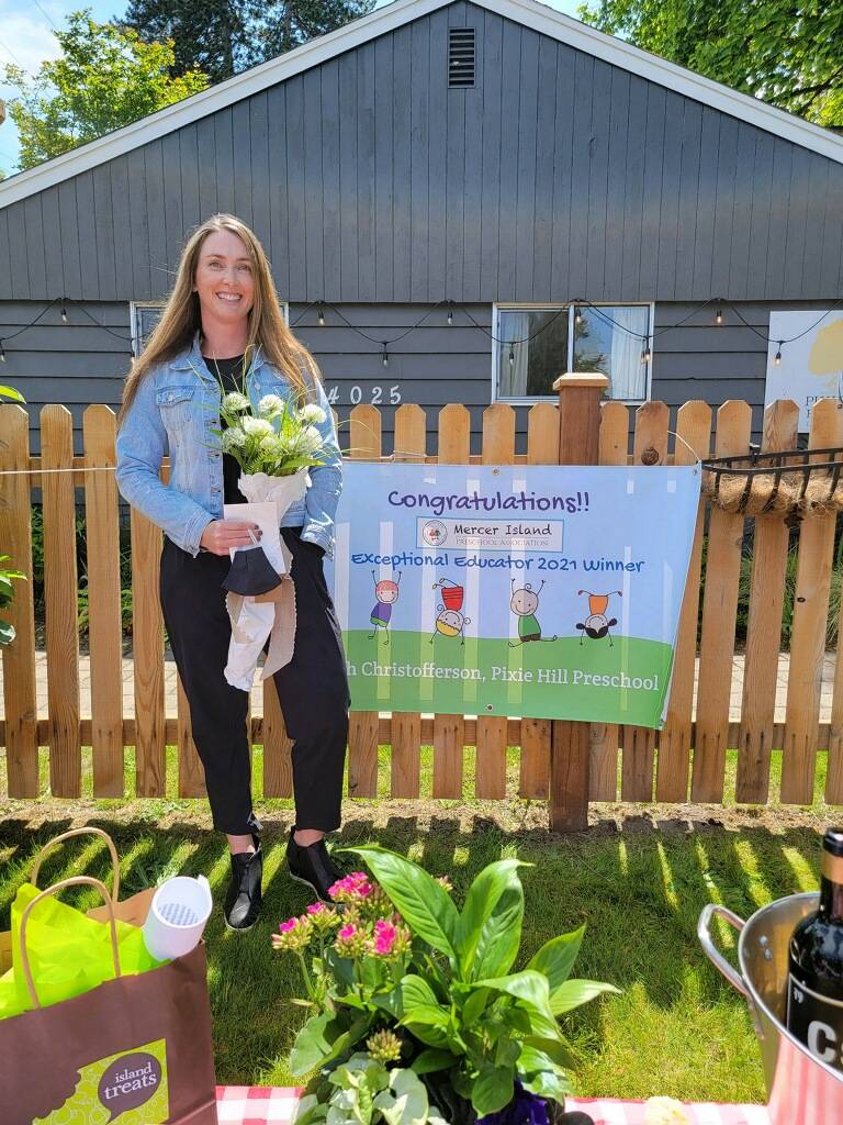 Pixie Hill Preschool Director Beth Christofferson is the 2021 recipient of the Mercer Island Preschool Association Exceptional Educator award. Photo courtesy of Rachel Bermudez