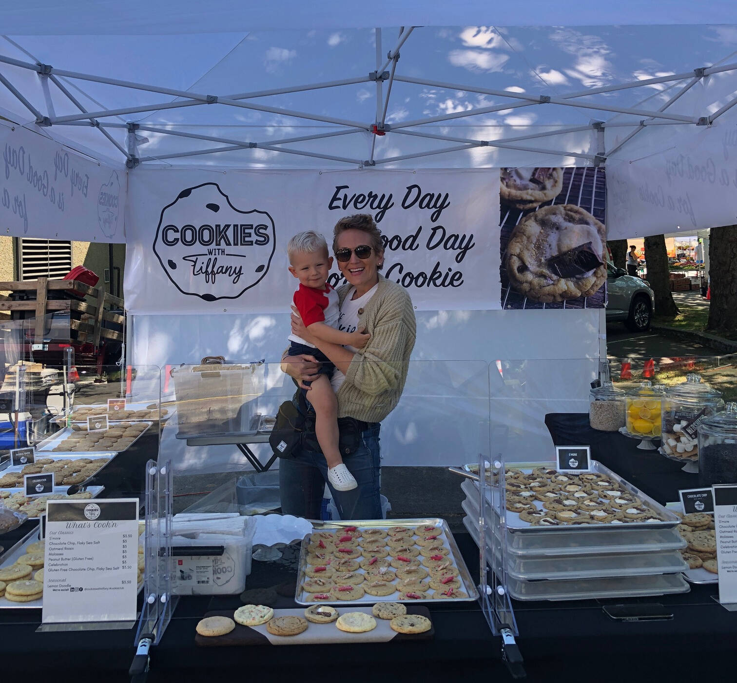 Tiffany Lewis with her nephew Leo at the Mercer Island Farmers Market. Courtesy photo