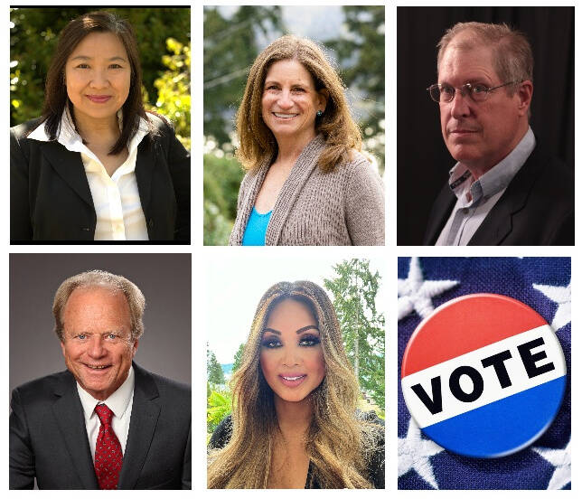 Clockwise from top left, My-Linh T. Thai, Tana Senn, Mike Nykreim, Elle Nguyen and Al Rosenthal. Courtesy of King County Elections