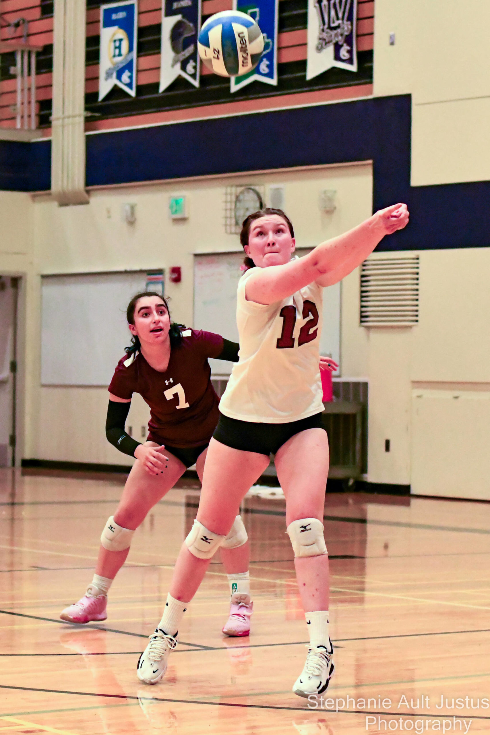 Mercer Island High School’s Sophia Prock hits the ball while teammate Aditi Mannby watches during the Islanders’ 3-0 volleyball loss to Bellevue High School on Oct. 6. The Islanders were 4-3 in league and 5-5 overall at press time. Upcoming games are: at Interlake at 7 p.m. on Oct. 11; home to Lake Washington at 7 p.m. on Oct. 13; at Juanita at 7 p.m. on Oct. 18; home to Seattle Prep at 7 p.m. on Oct. 19; at Liberty (Renton) at 7 p.m. on Oct. 25; and home to Hazen at 7 p.m. on Oct. 27. Photo courtesy of Stephanie Ault Justus