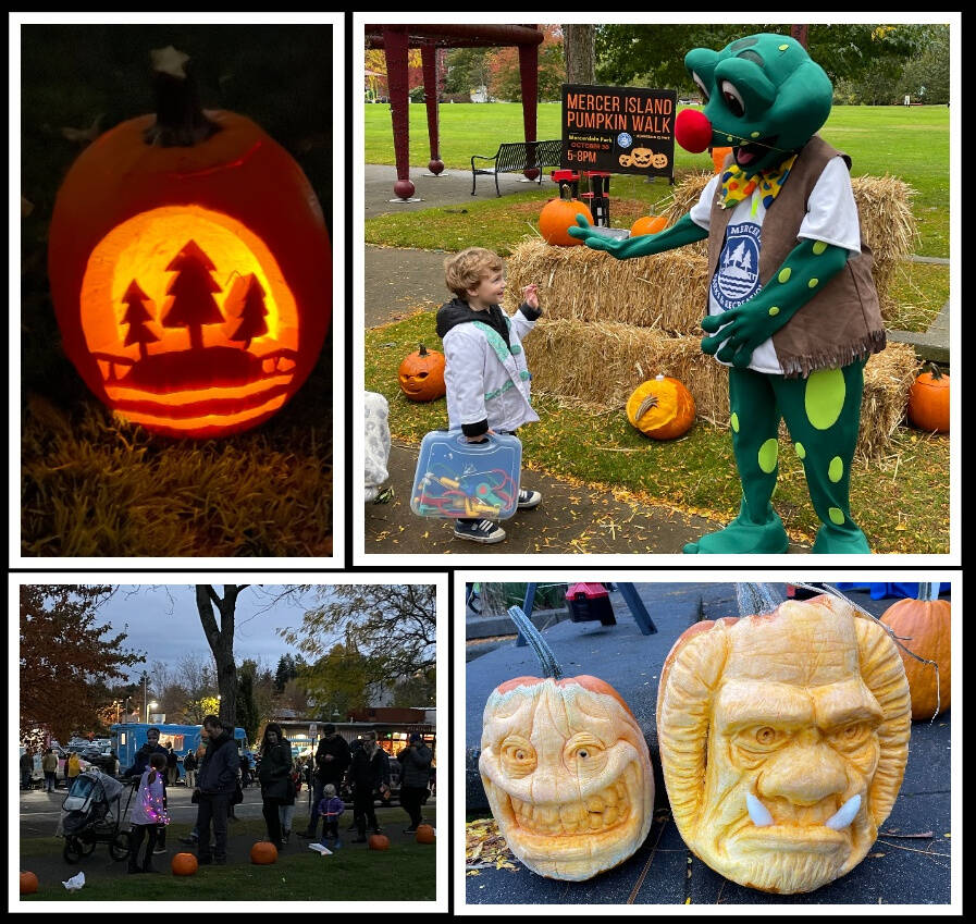 Attendees carved more than 200 pumpkins for inclusion in the city of Mercer Island’s pumpkin walk on the night before Halloween along the Mercerdale Park loop. Photos courtesy of the city of Mercer Island