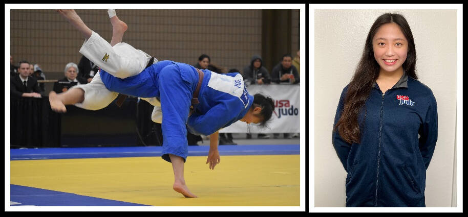 Mercer Island High School junior Jayne Loo recently placed first in the junior female/under 48 kg division at the USA Judo Youth National Championships in Lubbock, Texas. Courtesy photos