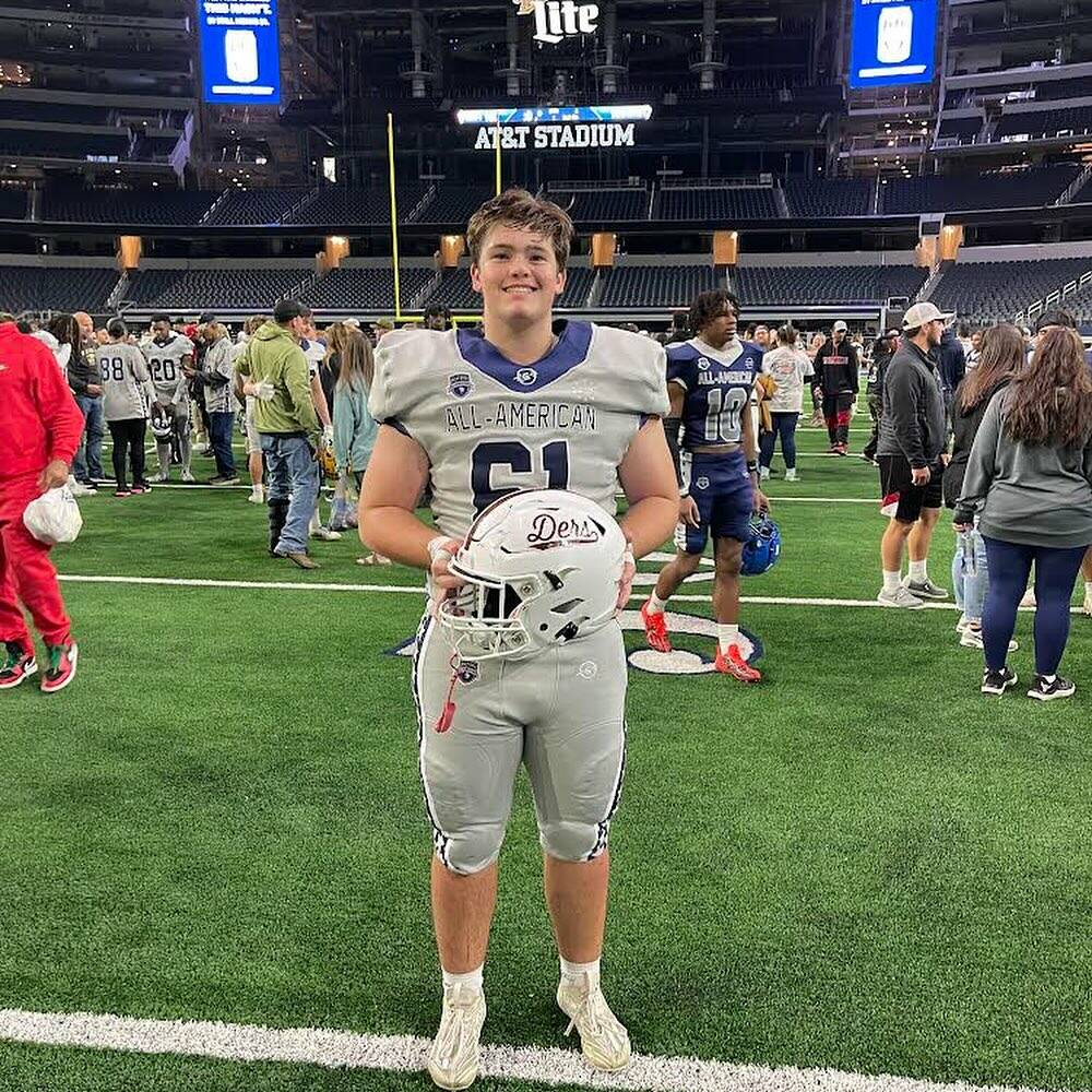 Mercer Island’s Griffin King competed in the Blue-Grey All-American Bowl on Dec. 18 at AT&T Stadium in Arlington, Texas. Courtesy photo