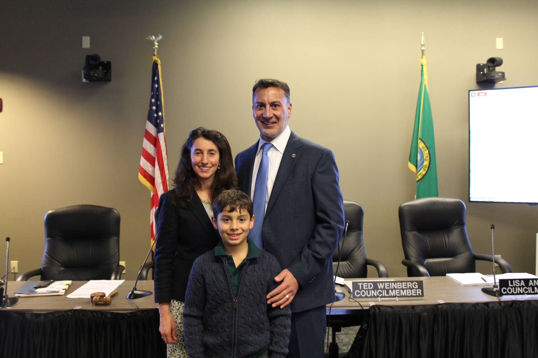 Mayor Salim Nice with his wife, Janice, and son, Elliott. Photo courtesy of the city of Mercer Island