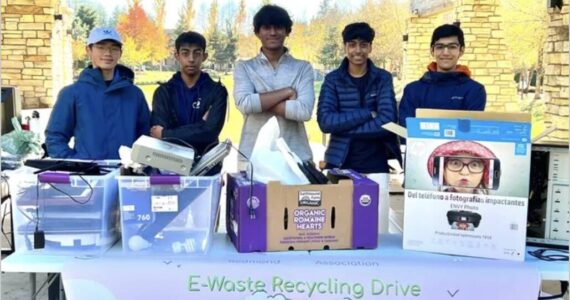 The executive board members at the e-waste drive. (Photo Courtesy of Redmond Coding Association)