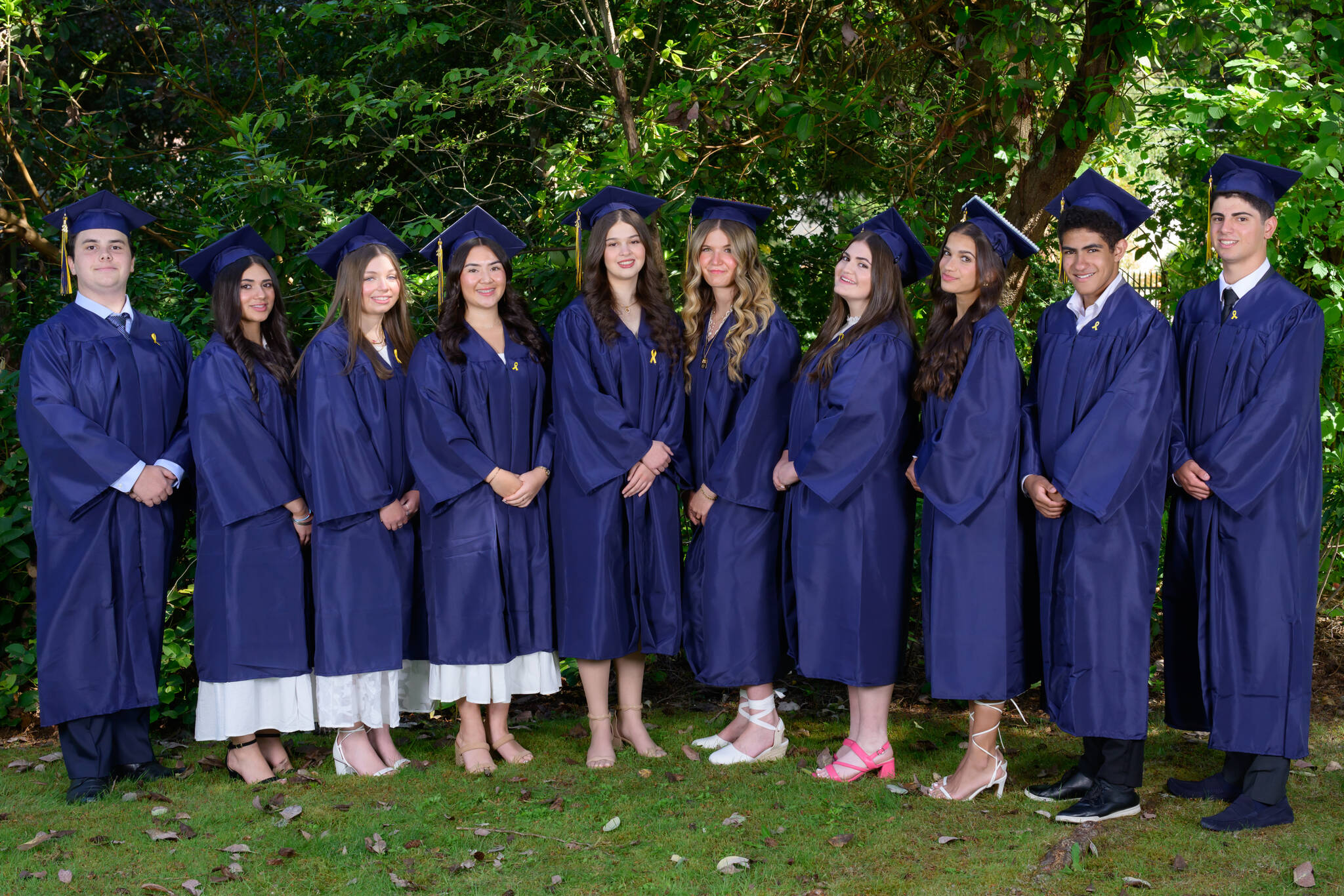 Northwest Yeshiva High School held its class of 2024 graduation ceremony on June 5 at Island Synagogue on Mercer Island. The graduating seniors are, from left to right: Judah Varon, Yasmin Jassen, Hannah Klinghoffer, Rose Clayman, Sara Miller, Jenna Kaufthal, Leah Menashe, Rebecca Benezra, Josh Benezra and Sephi Alhadeff. Photo courtesy of Patrick Krohn