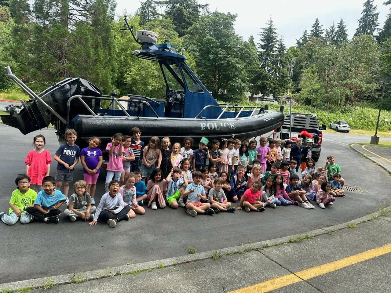 West Mercer Elementary School students engaged in water safety training with the Mercer Island Police Department on June 17. Photo courtesy of the Mercer Island Police Department