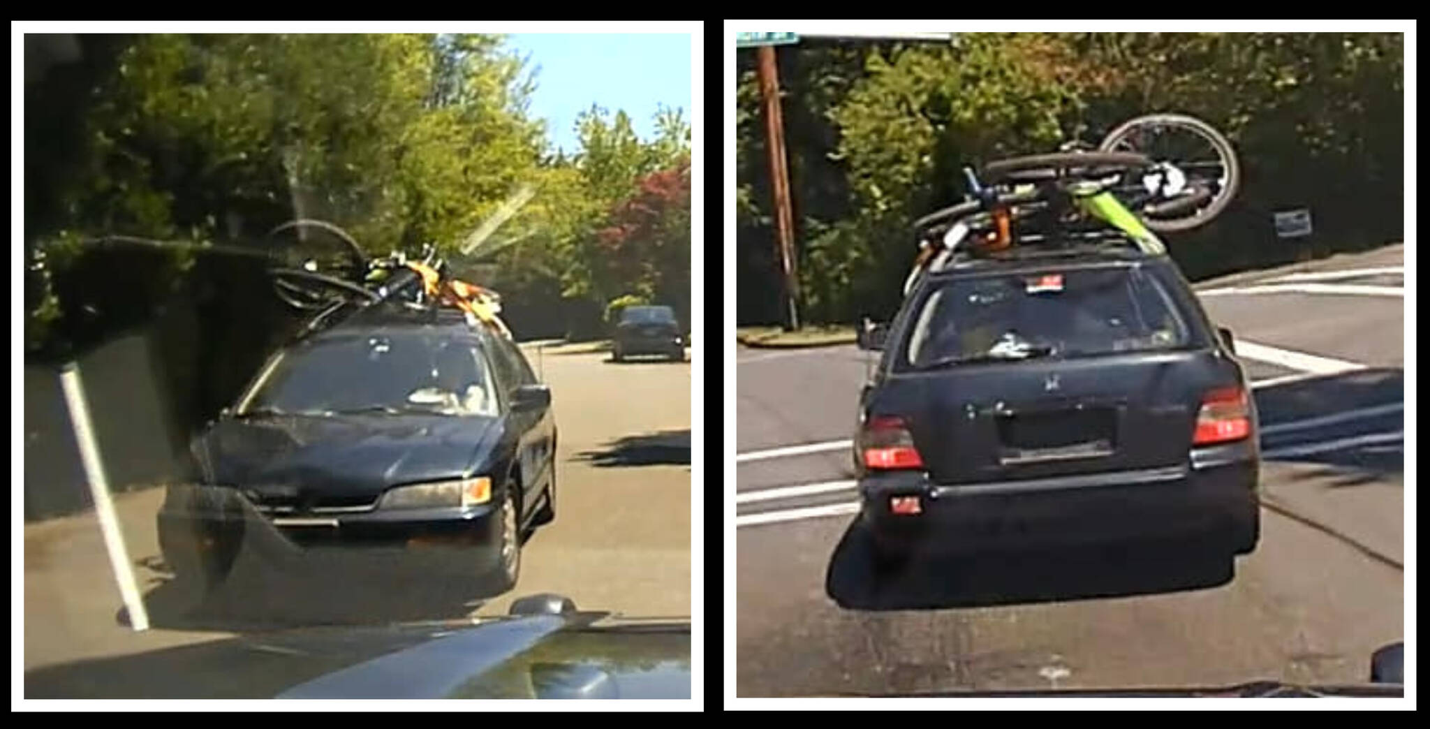 A dark green Honda Civic hatchback is a suspect vehicle in several recent Mercer Island thefts. Photos courtesy of the Mercer Island Police Department