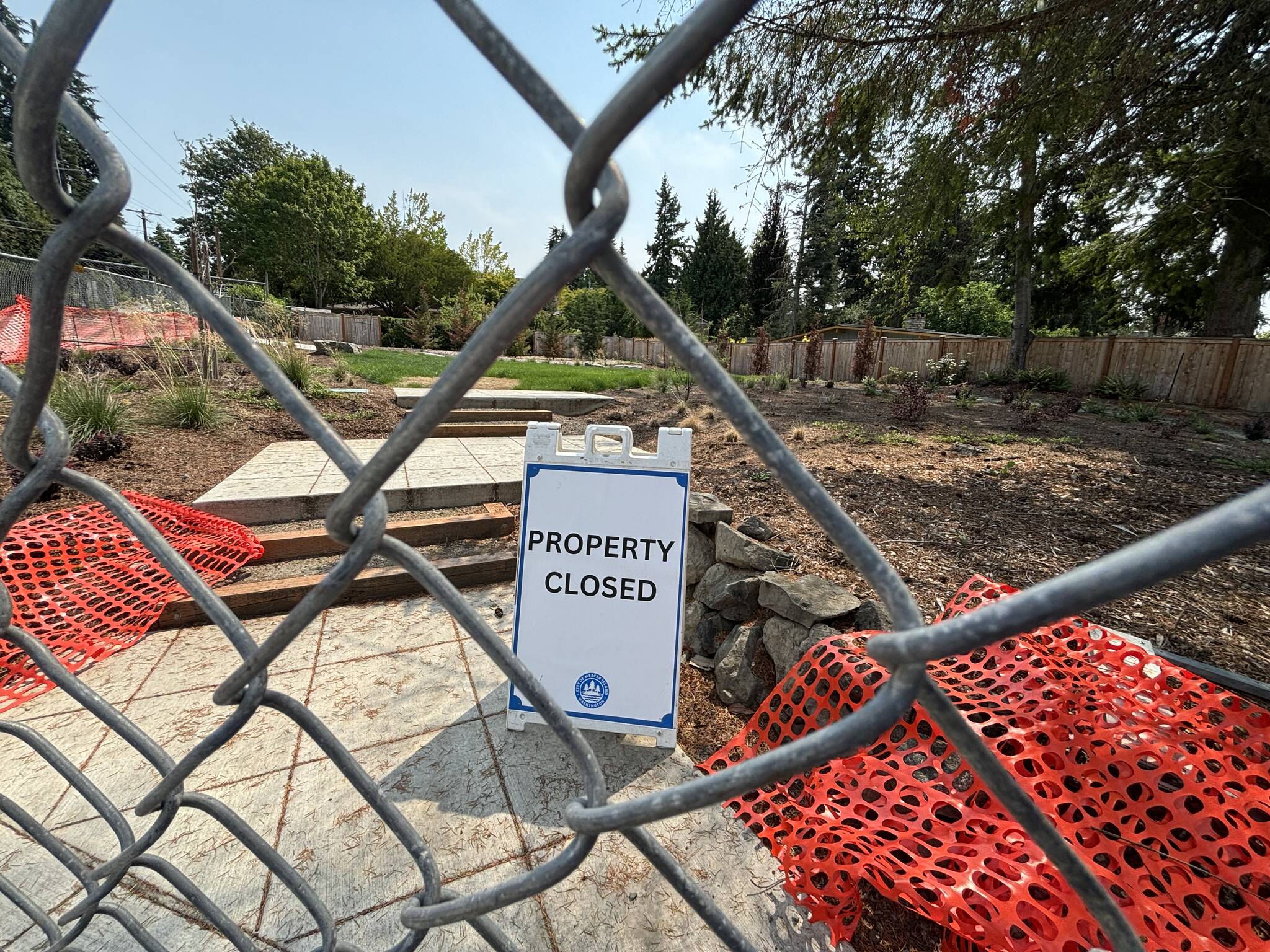 The city-owned property on Island Crest Way and Southeast 40th Street is currently closed while city staff and contractors address the landscaping damage. Andy Nystrom/ staff photo