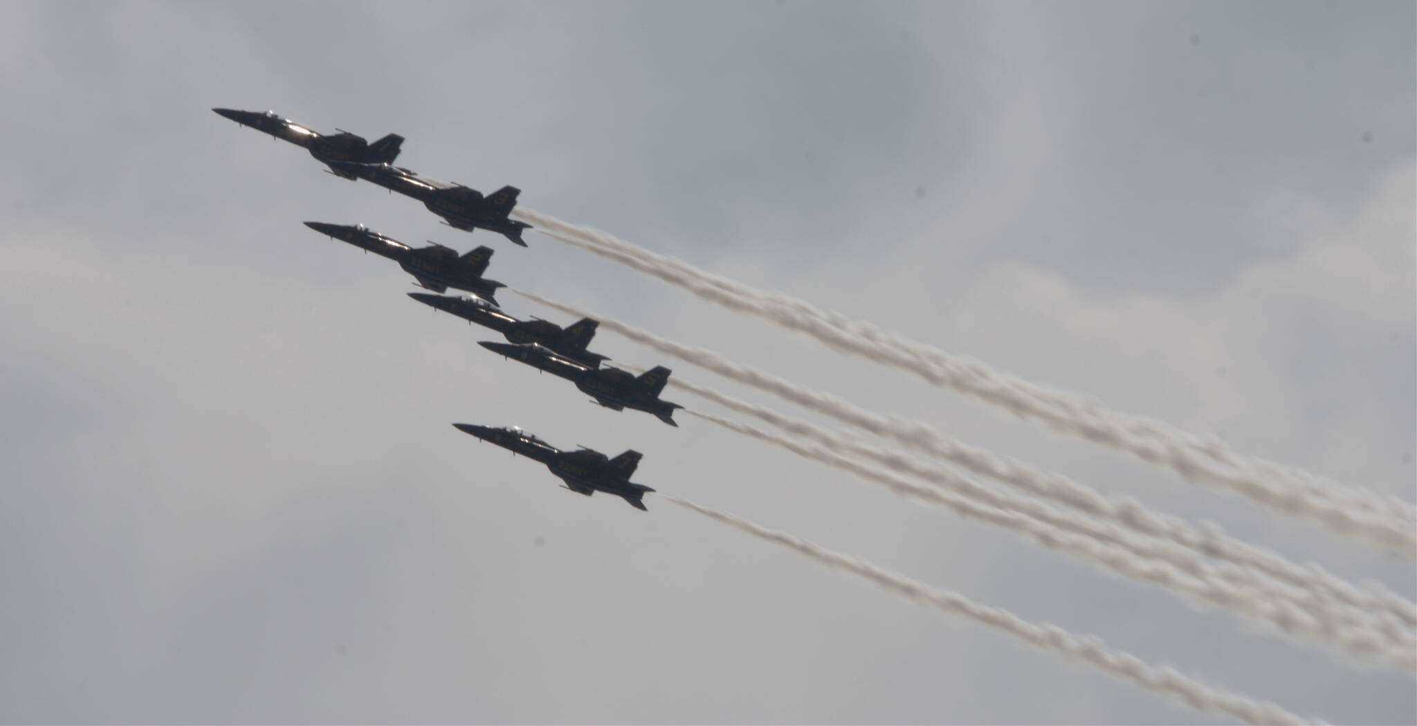 Blue Angels soar over Lake Washington near Mercer Island on Aug. 2 during their sizzling air show for “Seafair 75.” More photos and story to come. Andy Nystrom/ staff photo