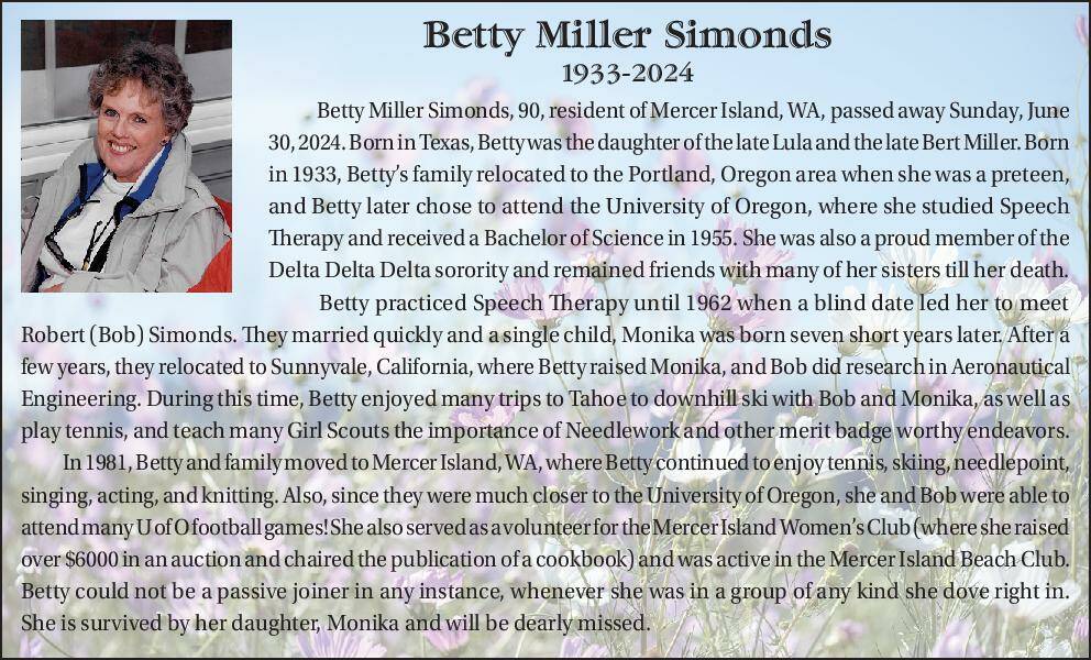 Betty Miller Simonds | Obituary