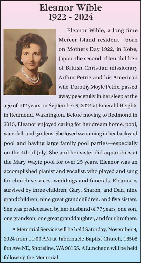 Eleanor Wible | Obituary