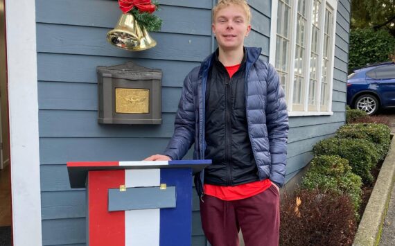 Mercer Island Eagle Scout Vander Garr built a flag collection box at the Veterans of Foreign Wars (VFW). Courtesy photo