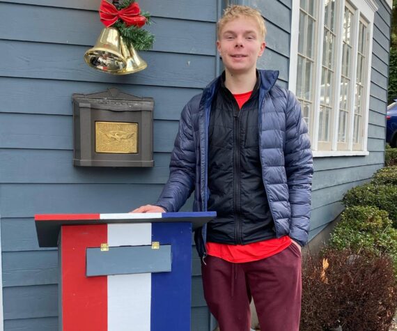 <p>Mercer Island Eagle Scout Vander Garr built a flag collection box at the Veterans of Foreign Wars (VFW). Courtesy photo</p>