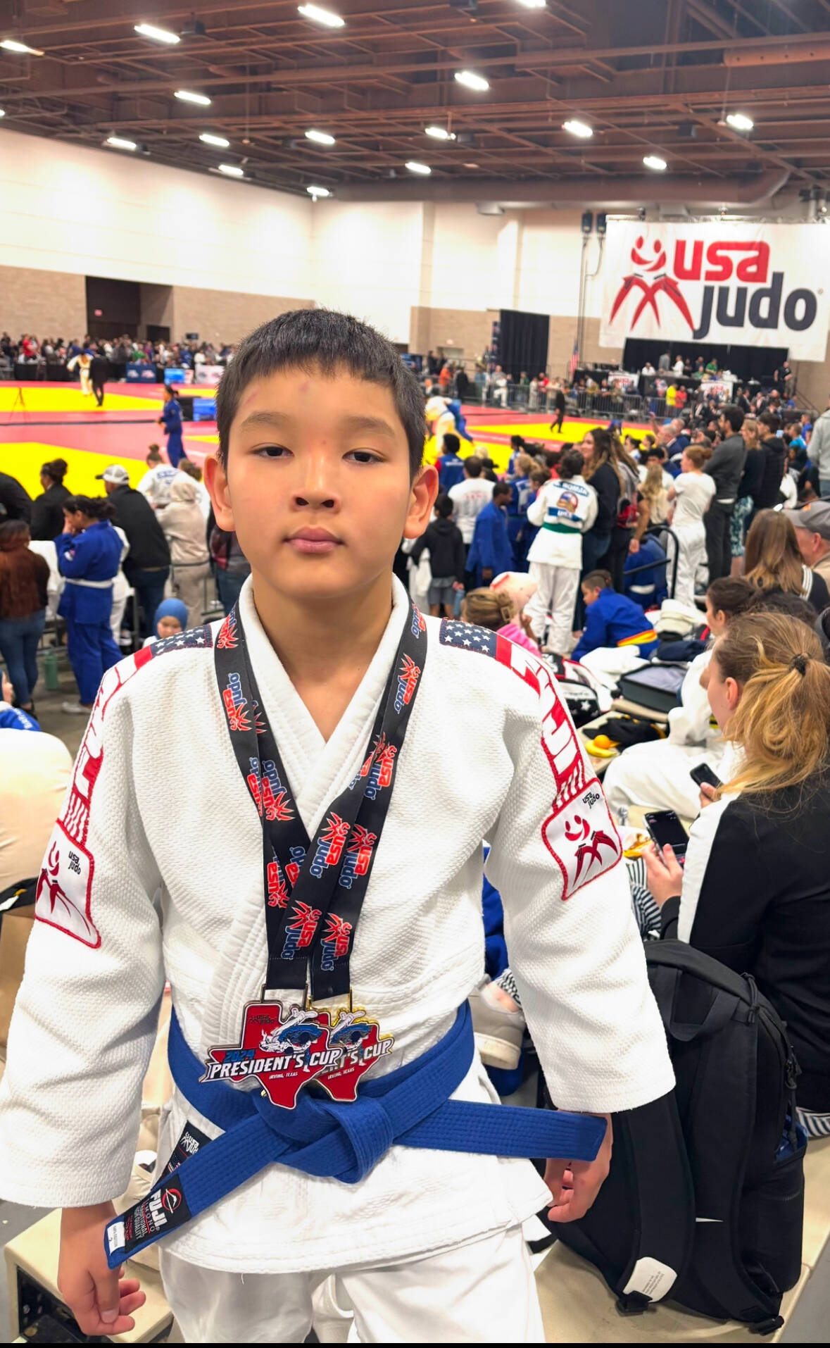 Northwood Elementary School student Mikhail Zulaev won gold and bronze medals on Nov. 24 at the President’s Cup Judo tournament in Irving, Texas. The event was organized with the participation of the USA Judo Federation. The Mercer Islander participated in two weight categories: boys born in 2015 Bantam 5 under 33 kg, where he won the gold medal; and boys born in 2014, Bantam 6 under 35 kg, where he won the bronze medal. Courtesy photo