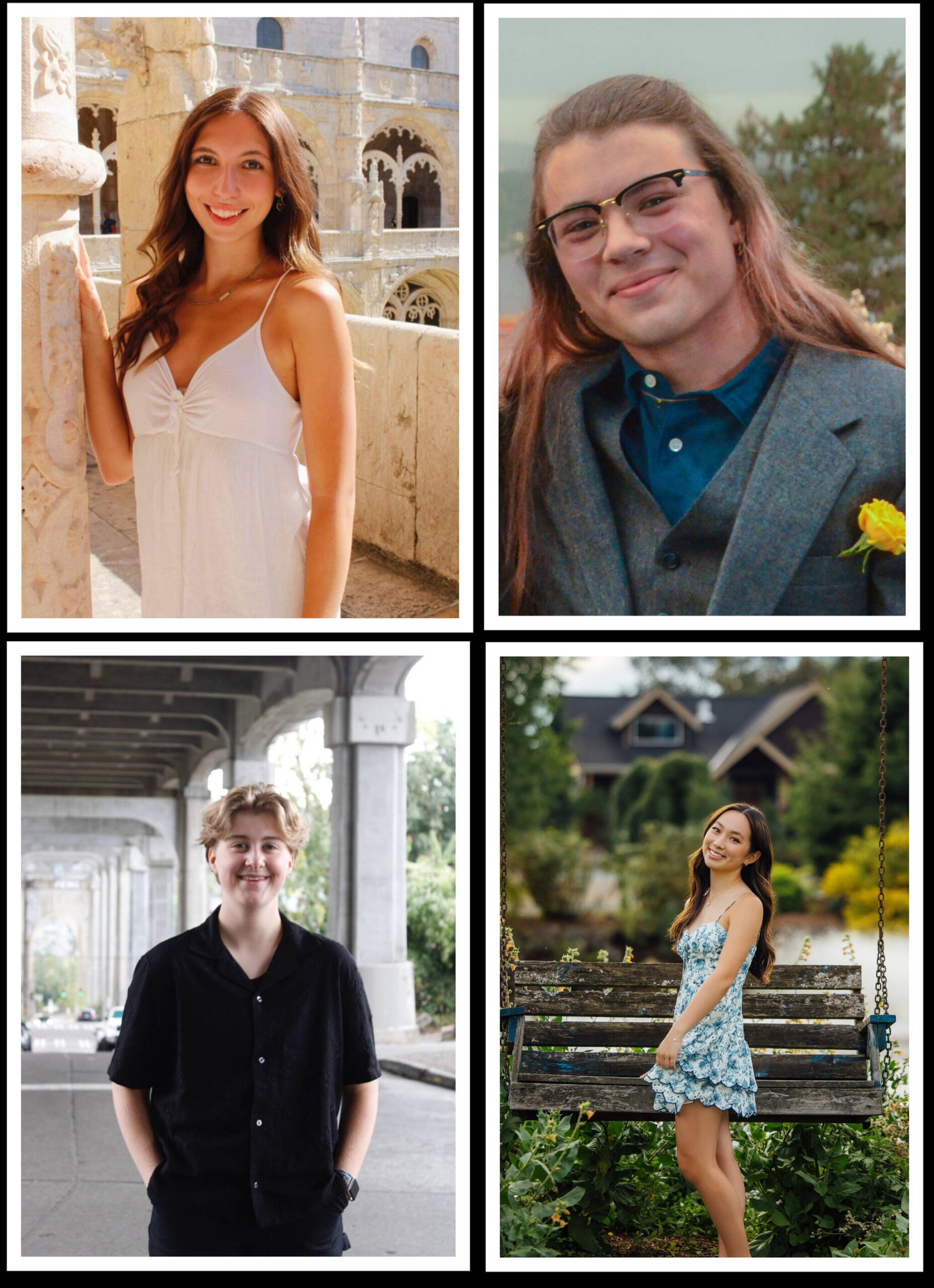 Top left to right, Salome Grandmougin and Liam Chester; bottom left to right, Merrick Loeffler and Chloe Yang. Photos courtesy of the Mercer Island School District